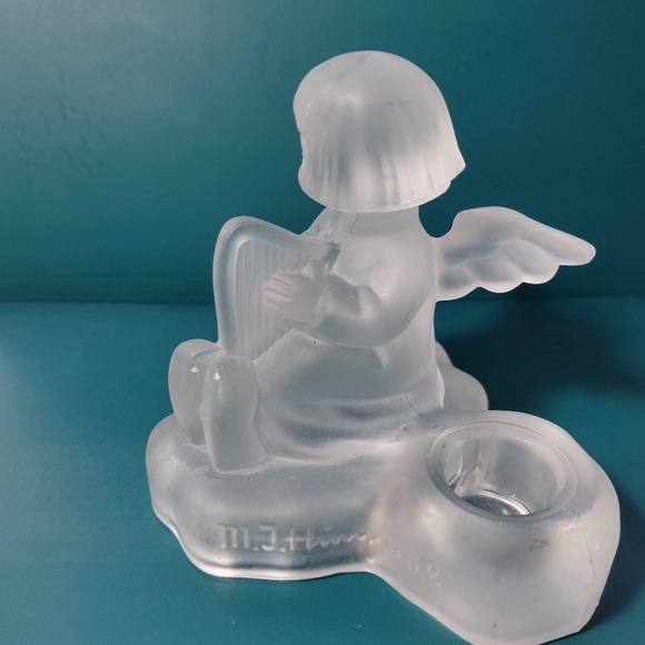 MJ HUMMEL FROSTED GLASS CANDLE HOLDER ANGEL - Picture 5 of 9